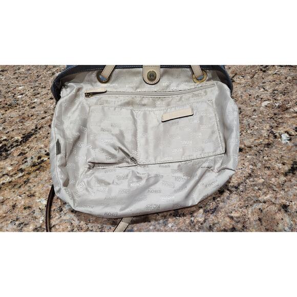 Michael Kors Gray Leather Satchel Handbag Purse Gold Hardware - Picture 13 of 15